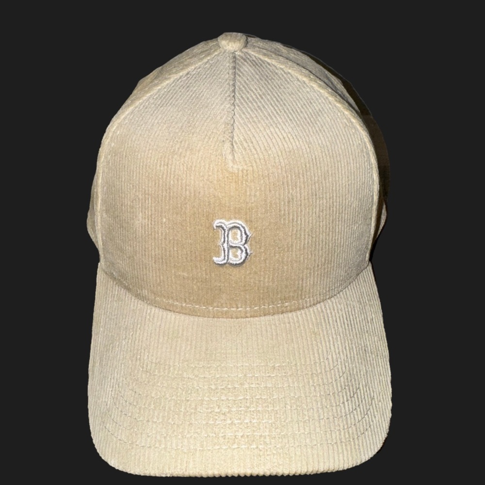 New Era Beige Corduroy Boston B Logo Cap